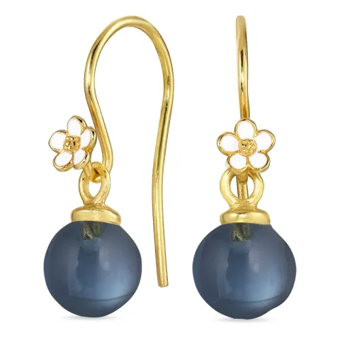 päivänkakkara tummansininen kristalli korvakorukoukut  kullattu hopea