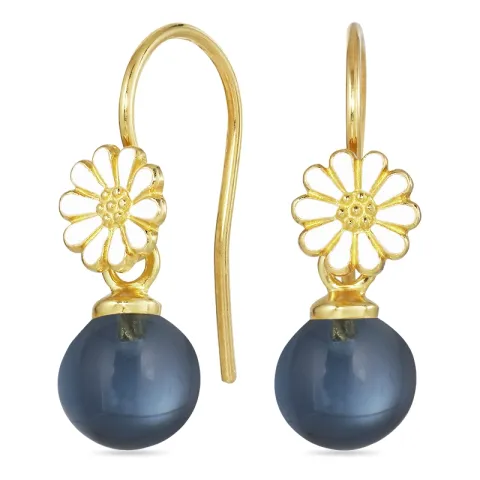 päivänkakkara tummansininen kristalli korvakorukoukut  kullattu hopea