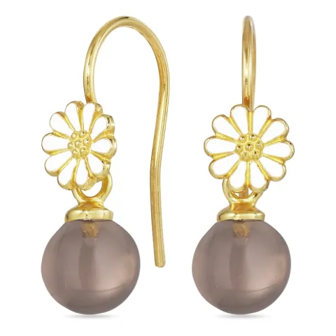 päivänkakkara savunvärinen kvartsi korvakorukoukut  kullattu hopea