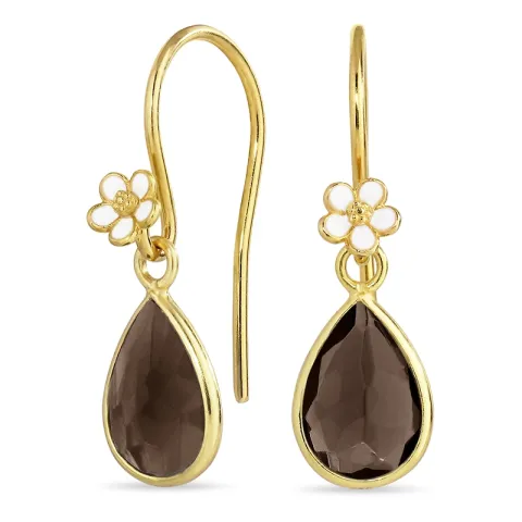 päivänkakkara savunvärinen kristalli korvakorukoukut  kullattu hopea