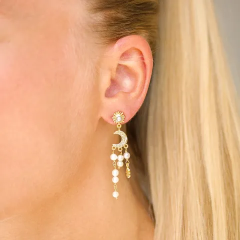 kuu ja tähti korvarenkaat  kullattu messinki - Eliné