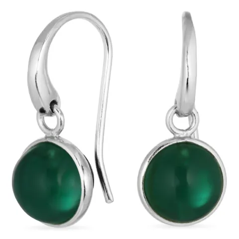 pyöreitä tummanvihreä kristalli korvarenkaat  hopeoitu messinki - Loom Stones