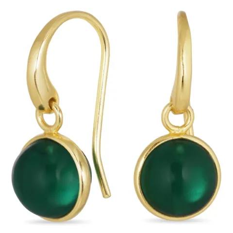 pyöreitä tummanvihreä kristalli korvarenkaat  kullattu messinki - Loom Stones