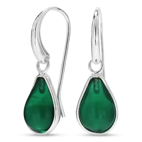 pisara tummanvihreä kristalli korvarenkaat  hopeoitu messinki