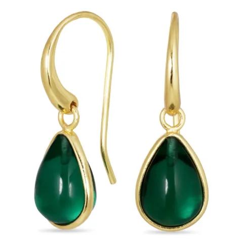 pisara tummanvihreä kristalli korvarenkaat  kullattu messinki - Loom Stones