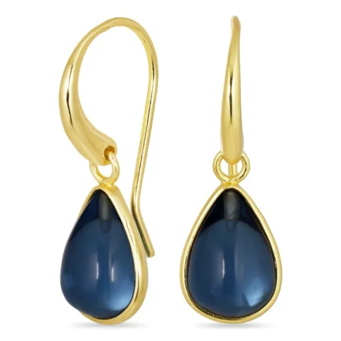 pisara tummansininen tummansininen kristalli korvarenkaat  kullattu messinki - Loom Stones