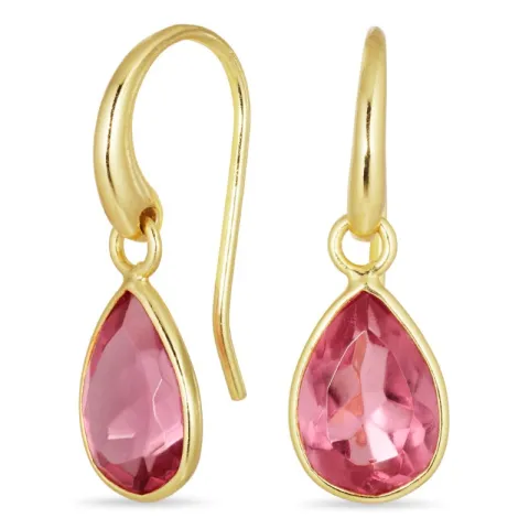 pisara pinkki kristalli korvarenkaat  kullattu messinki - Loom Stones