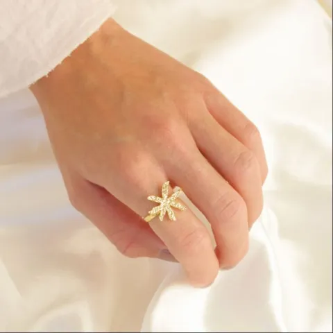 kukka sormus kullattu messinki - Eliné