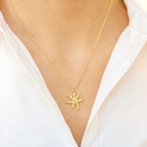 kukka kaulaketju kullattu messinki - Eliné