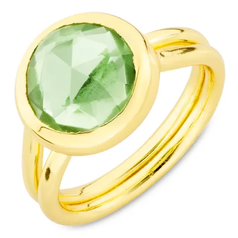 vaaleanvihreä kristalli sormus kullattu messinki - Loom Stones