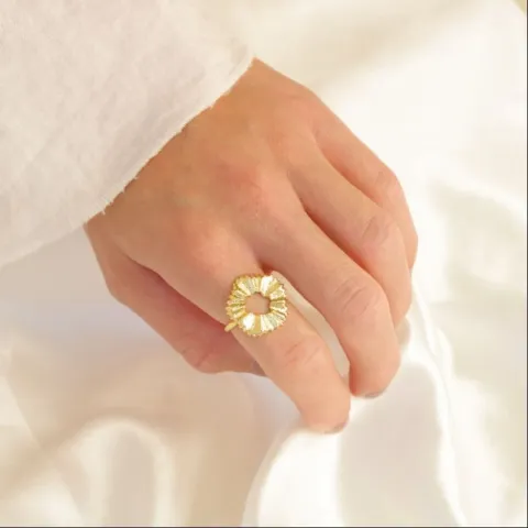 kukka sormus kullattu messinki - Eliné