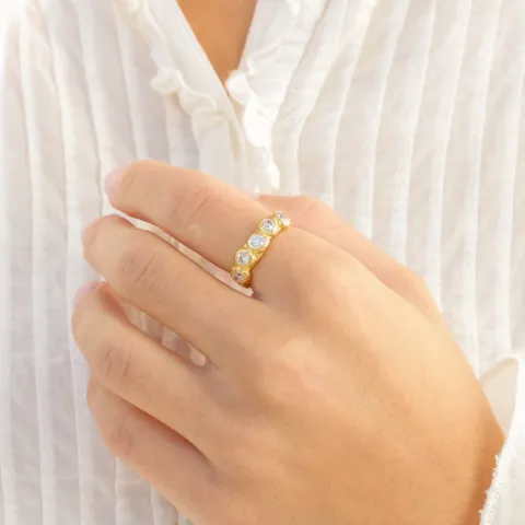 zirkoni sormus kullattu messinki - Eliné