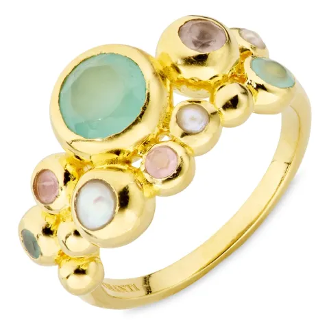 monivärinen sormus kullattu messinki - Bubbly Twist