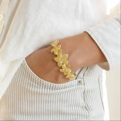 kukka rannekoru kullattu messinki - Eliné