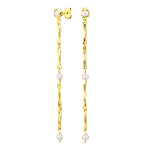 pitkät helmi ketjukorvakorut  kullattu messinki - Eliné