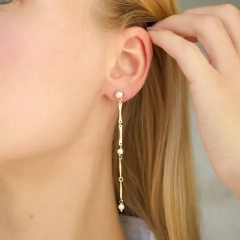 pitkät helmi ketjukorvakorut  kullattu messinki - Eliné