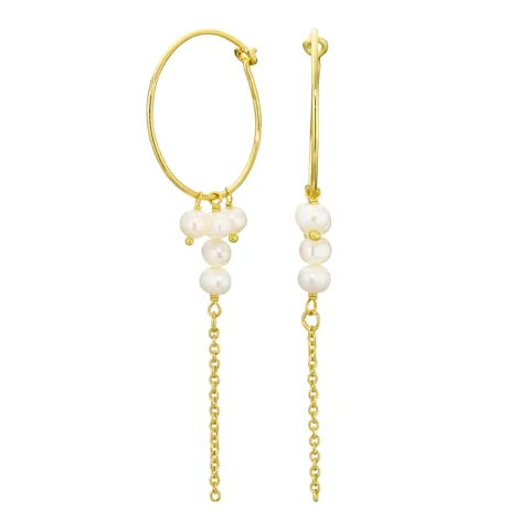 pitkät helmi ketjukorvakorut  kullattu messinki - Eliné