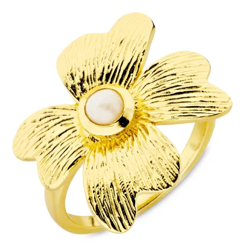 kukka helmi sormus kullattu messinki - Eliné