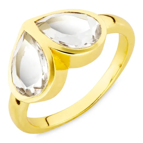 kirkas quartz sormus kullattu messinki - Loom Stones