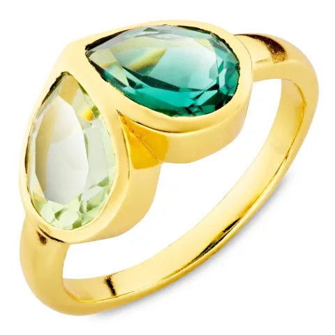 vihreä kristalli sormus kullattu messinki - Loom Stones