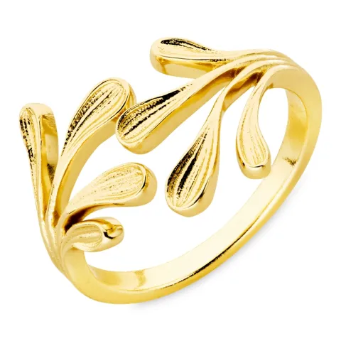 lehti sormus kullattu messinki - Eliné