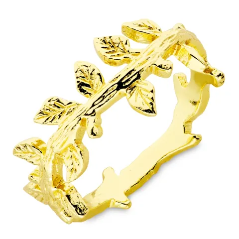 lehti sormus kullattu messinki - Eliné