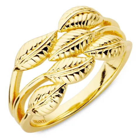 lehti sormus kullattu messinki - Eliné