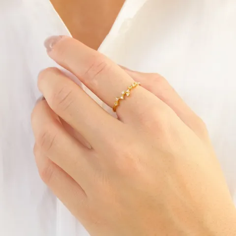 valkoinen zirkoni sormus kullattu messinki - Eliné