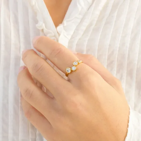 zirkoni sormus kullattu messinki - Bubbly Sparkle