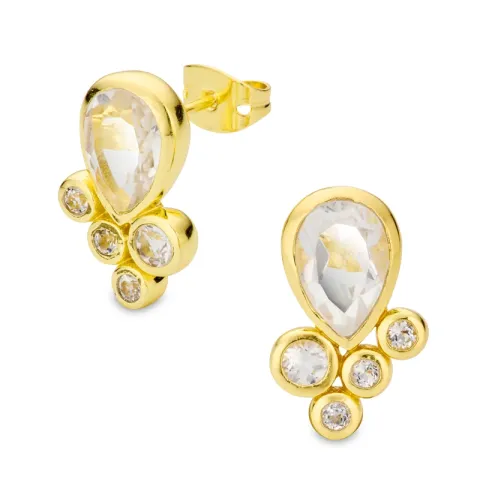 kirkas quartz korvarenkaat  kullattu messinki - Eliné