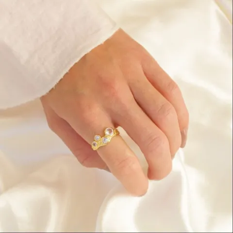 kirkas quartz sormus kullattu messinki - Eliné