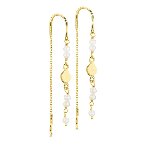 pitkät helmi ketjukorvakorut  kullattu messinki - Eliné