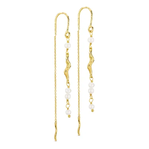 pitkät helmi ketjukorvakorut  kullattu messinki - Eliné