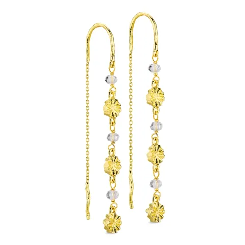 pitkät kirkas quartz ketjukorvakorut  kullattu messinki - Eliné