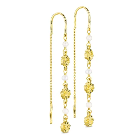 pitkät helmi ketjukorvakorut  kullattu messinki - Eliné