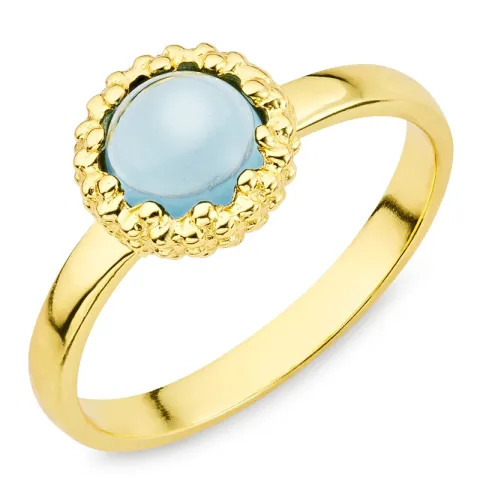 tummansininen kristalli sormus kullattu messinki - Eliné