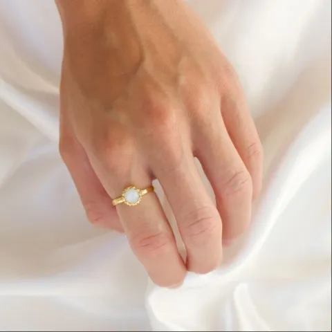 kuukivi sormus kullattu messinki - Eliné