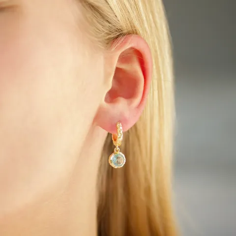 sininen kristalli rengas  kullattu messinki - Eliné