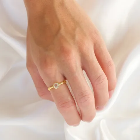 kirkas quartz sormus kullattu messinki - Eliné