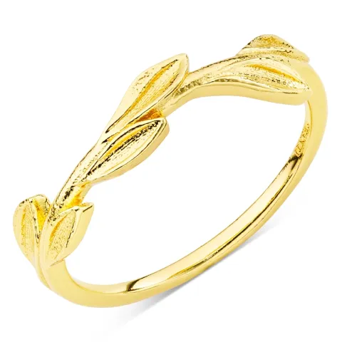 lehti sormus kullattu messinki