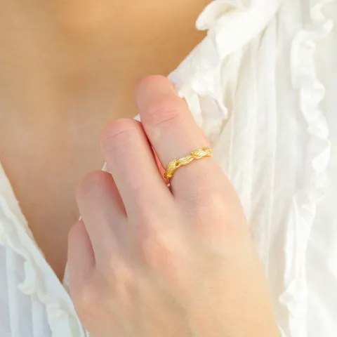 lehti sormus kullattu messinki