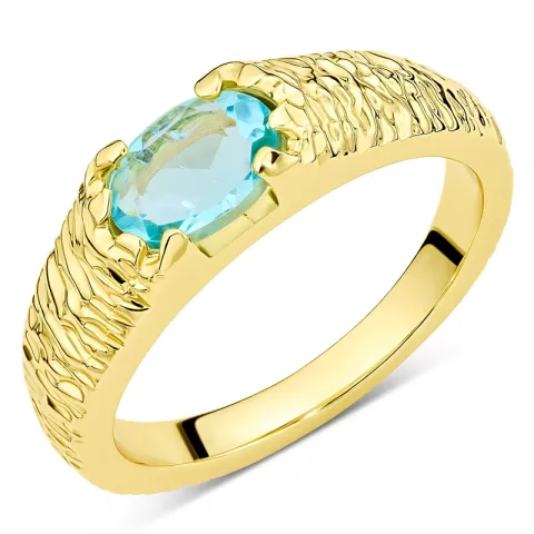 sininen kristalli sormus kullattu messinki - Eliné