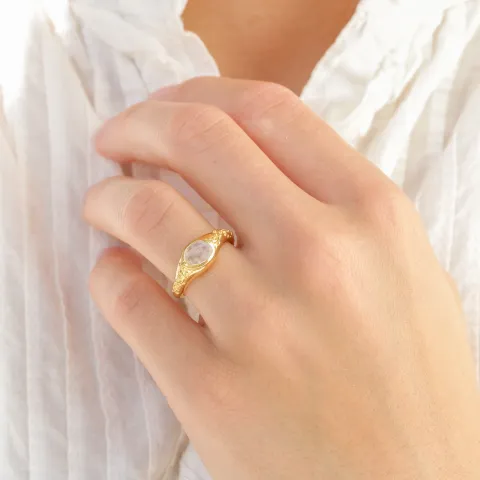 kuukivi sormus kullattu messinki - Eliné