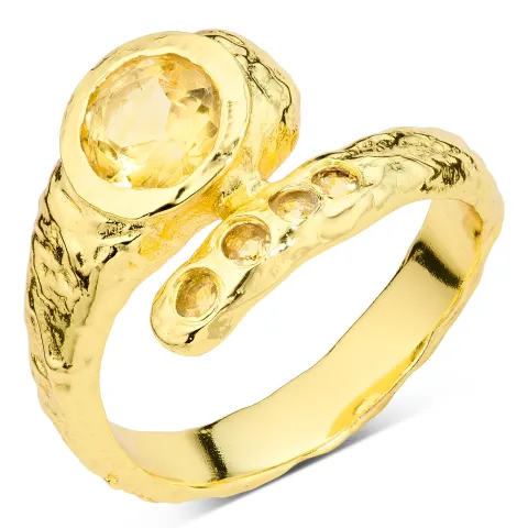 keltainen kristalli sormus kullattu messinki - Eliné