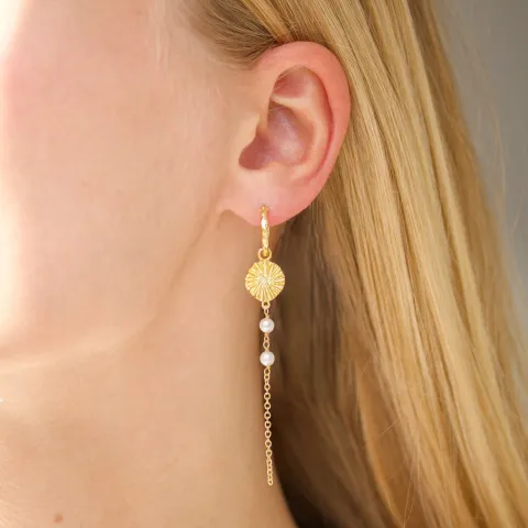 pitkät helmi korvarenkaat  kullattu messinki - Eliné