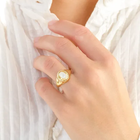 helmiäinen sormus kullattu messinki - Eliné