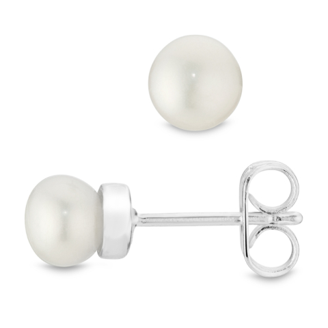 5 mm helmi nappikorvakorut  hopeoitu messinki - Eliné