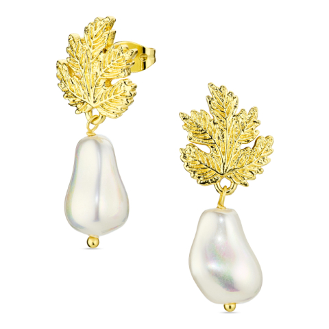 lehti helmi korvarenkaat  kullattu messinki - Eliné