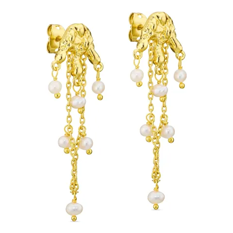 valkoinen helmi korvarenkaat  kullattu messinki - Eliné