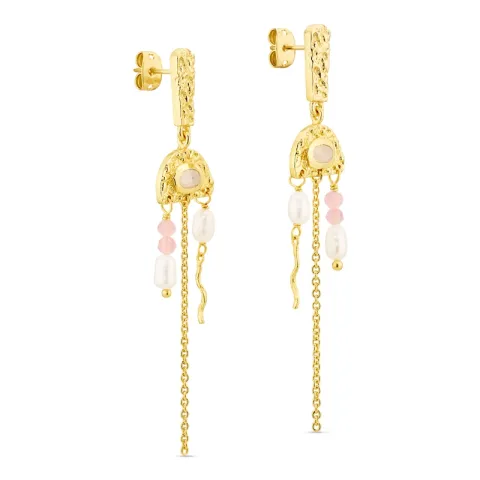 kuukivi korvarenkaat  kullattu messinki - Eliné